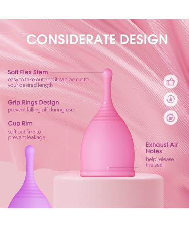 Large Menstrual Cups - 2 Sets Reusable Soft Cups for Heavy Flow - Medical Grade Silicone - USA Designed - Tampon & Pad Alternative (Pack of 2) - Buy Online on GoSupps.com