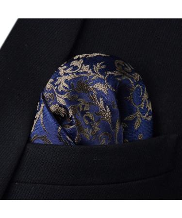 HISDERN Men's Wide Suspenders Set - Adjustable Elastic Bow Tie & Pocket Square | Stylish Blue Designs | International Shipping - Buy Online on GoSupps.com