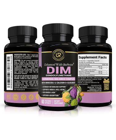 DIM Supplement with Broccoli Extract and BioPerine - Hormone Balance Support for Men and Women - 60 Vegetarian Capsules with Calcium D-Glucarate - Buy Online on GoSupps.com