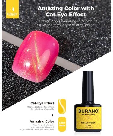 BURANO Cat Eye Gel Nail Polish 7.3ml Soak Off UV LED Glitter Magnetic Gel Nail Polish Holographic Cateye Gel Polish for Women DIY Home (MY21) - Buy Online on GoSupps.com