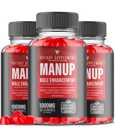 (3 Pack) ManUp Gummies ManUp Advanced Strength and Overall Healthy Lifestyle Support Supplement Gummy ManUp Maximum Performance and Confidence Supplement Formula Reviews (180 Gummies)