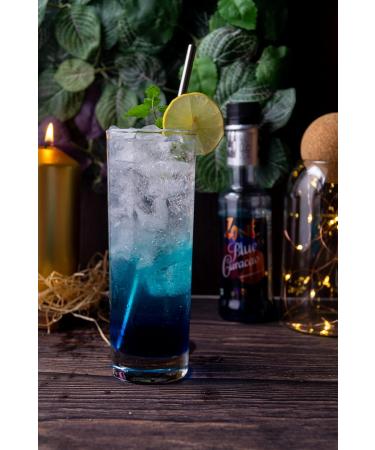 ZONE Blue Curacao Flavoured Bar Syrup 240Ml Bottle | Suitable For Cocktails Mocktail Drinks Juices Beverages And More | Non Alcoholic Mix | 12 Flavours Available Liquid Blue Curacao 240 ml (Pack of 1) - Buy Online on GoSupps.com