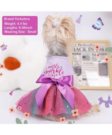 Summer Dog Dress for Small Girls | Mesh Puppy Dress for Yorkie Chihuahua & Teacup | Cute Birthday Outfit in Purple - Buy Online on GoSupps.com