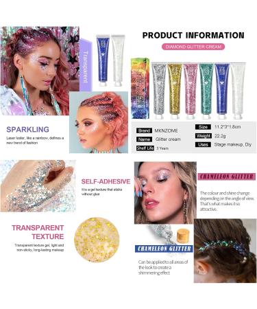  MKNZOME Glitter body gel 6 colors glitter liquid eyeshadow for face hair lips nails Halloween makeup accessories - Buy Online on GoSupps.com
