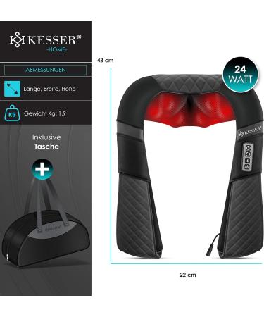 Kesser Neck Massage Device | Shiatsu Massage with Heat | 3D Shiatsu for Neck Back Shoulders Legs & Feet - Black/Anthracite - Buy Online on GoSupps.com