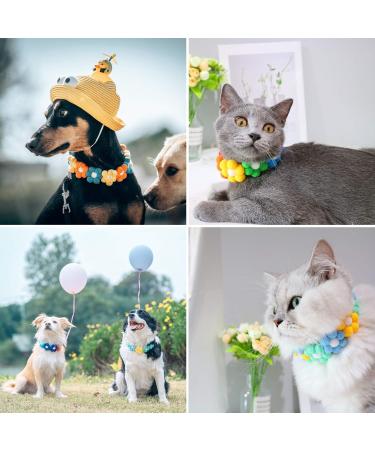 Pawhits Rainbow Hairball Flower Pet Necklace - 2pcs Velcro Fastener for Dogs & Cats | Stylish Costume Accessories (XS) - Buy Online on GoSupps.com