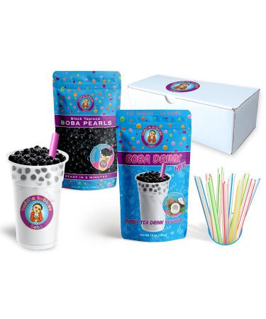 Coconut Boba Tea Kit / Gift Box Includes Tea Powder, Tapioca Pearls & Straws By Buddha Bubbles Boba