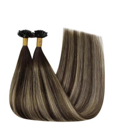 Youngsee Real Hair Ombre Bonding Extensions | 1g 45cm Remy U Tip Extensions | Dark Brown Balayage #4/18 | 50g Keratin Bondings - Buy Online on GoSupps.com