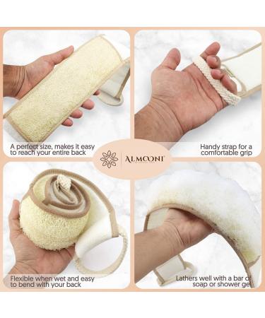 Premium Natural Egyptian Loofah Sponge and Back Scrubber Bundle - Exfoliating Shower Body Scrubbers for Radiant Skin - Buy Online on GoSupps.com