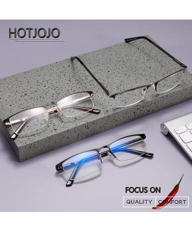 HOTJOJO 3 Pack Blue Light Blocking Reading Glasses for Men - Metal Frame Rectangle Computer Readers - 3 Colors, +1.50 Magnification (Black Gold Metalgun) - 3 Pack - Buy Online on GoSupps.com