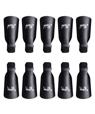 Gemini_mall 10 Pieces Acrylic Nail Art Soak Off Clip Cap UV Gel Polish Remover Wrap Nail Tool (Black)