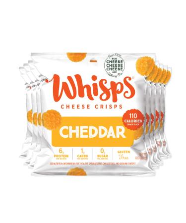 Whisps Cheddar Cheese Crisps | Back to School Snack, 100% Cheddar Cheese, Keto Snack, Gluten Free, Sugar Free, Low Carb, High Protein | 0.63oz (8 Pack) Cheedar