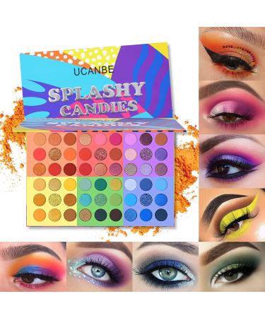 UCANBE 54 Colors Splashy Candies Eyeshadow Palette + 15pcs Makeup Brush Set - Highly Pigmented Eye Shadows for Long-Lasting, Waterproof Makeup with Easy Blending - Bright Colors, Matte, Metallic, Shimmer, Glitter - Includes Brushes - Buy Online on GoSupps.com