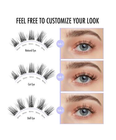 Beyelian D+ Curl Cluster Eyelashes - 144 Pcs Luxury DIY Eyelash Extensions Super Thin Black Band 0.07mm 10-16mm Mixed Lengths - Buy Online on GoSupps.com