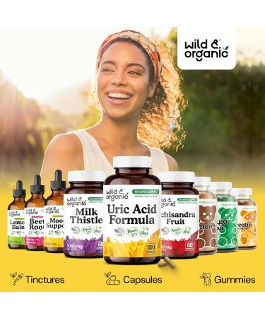 Wild & Organic Uric Acid Formula Capsules - Uric Acid Cleanse Support - Antioxidant Supplement with Tart Cherry Powder Dandelion Root & Celery - Vegan No Fillers Non-GMO - 180 Count 180 Count (Pack of 1) - Buy Online on GoSupps.com