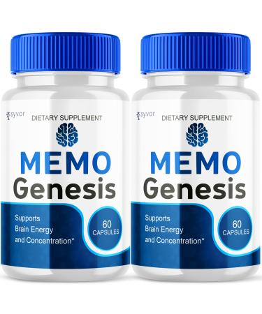 (2 Pack) Memo Genesis Capsules Official Memogenesis Brain Health Support Pills with All Natural Ingredients Advanced Brain Energy Supplement with Max Strength Vitamins for Women & Men (120 Capsules)