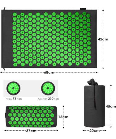 AkuPressmatte Acupressure Set - Black Needle Mat & Pillow for Pain Relief | International Shipping - Buy Online on GoSupps.com