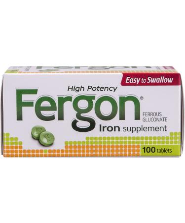 Fergon High Potency Iron Highly Soluble & Easily Digested 27 mg Iron 100 Tablets