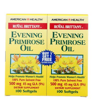 Evening Primrose Oil 500mg, Royal Brittany Twin Pack American Health Products 10