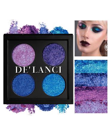 Multichrome Metallic Chameleon Eyeshadow Palette - Glitter Eyeshadow Holographic Multi-Dimensional Eye Sparkle Looks High Pigmented Purple Blue Green Shade for Women Girls Vegan & Cruelty-Free Purple Blue Green Pink