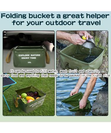 PSG Collapsible Bucket 3.75 Gallon - Portable Square Folding Water Basin for Camping, Fishing & Traveling - Lightweight Wash Basin for Outdoor Activities - Green, 1 Pack - Buy Online on GoSupps.com