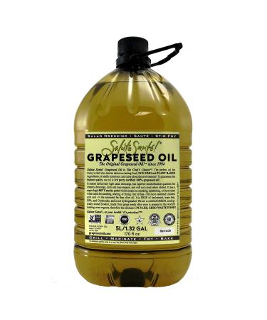 Cold Pressed Grapeseed Oil by Salute Sante! High Temperature Cooking, Healthy Grape Seed Oil, Non-GMO and Kosher for Salad Dressings, Marinades and Dips, Vegan, 5 Liter 170 Fl Oz (Pack of 1)