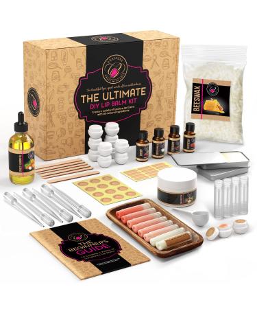 CraftZee Lip Balm Making Kit - DIY Lip Gloss Kit with Natural Beeswax  Shea Butter  Sweet Almond Oil  Essential Oils  Tubes  Jars & More Craft Kit For Adults
