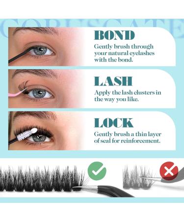 Fluffy Lash Clusters 200D - Long Individual Volume Eyelash Extensions | 14-20mm D Curl Cluster Lashes by CORUSCATE - DIY Thick False Eyelashes at Home - Buy Online on GoSupps.com