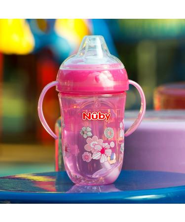 Nuby 2 Pack 9oz BPA-Free 360 2 Handle Cup - Pink Flower & Purple Owl Design - Buy Online on GoSupps.com