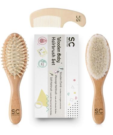 Baby Hair Brush and Comb Set for Newborn Boy and Girl - Wooden Brush with Soft Goat Bristles - Ideal for Cradle Cap - Infant Grooming Kit by Stone & Clark - Buy Online on GoSupps.com