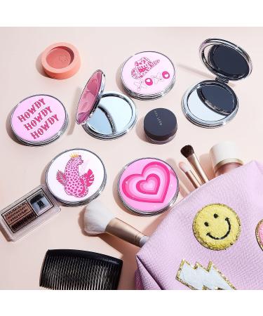 6 Pink Preppy Compact Mirrors for Purse - Double Sided Makeup Mirror - Travel Friendly - Buy Online on GoSupps.com