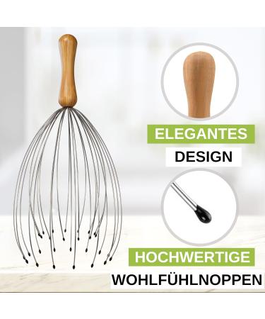 Buy Dupore 2x Head Massage Spider - Premium 28 Finger Massager with Wooden Handle & 2 Free Acupressure Rings | Soothing Relaxation Device for Head Scratching - Buy Online on GoSupps.com