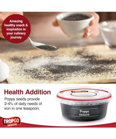 Tropgo Poppy Seeds 200g - Gluten Free Poppy Seeds in Resealable and Recyclable Tub - Non-GMO Poppy Seeds for Eating - Enhance Baking and Cooking - Buy Online on GoSupps.com