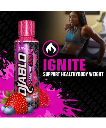 ANS Performance Diablo Carnitine 3000 (473 mL 16 oz) - Muscle Recovery Support - Double The Value with 3000 mL of L Carnitine per 15 mL - Delicious Flavours (Berry Blast) - Buy Online on GoSupps.com
