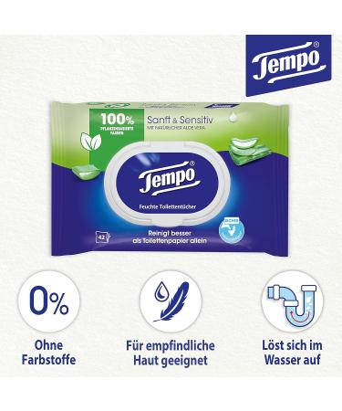 Tempo Moist Toilet Paper - Gentle & Sensitive Duo Pack (84 Wipes) - Soft Refreshing Clean for All Skin Types - International Shipping Available - Buy Online on GoSupps.com