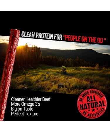 Wyoming Grass Fed Beef Sticks - Cowboy Hickory Smoke Flavor - Pack of 24 - Nitrate Free, No Artificial Ingredients, Clean Tasty Snacks - Individually Wrapped Angus Beef Sticks - Buy Online on GoSupps.com