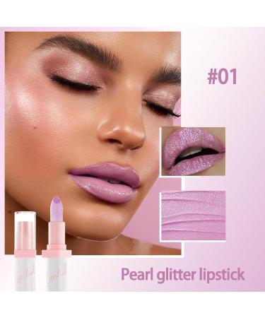 Diamond Glitter Lipstick - Sparkling Metallic Shine - Nude Pink & Light Purple - Bold Glow Lip Gloss - Buy Online on GoSupps.com