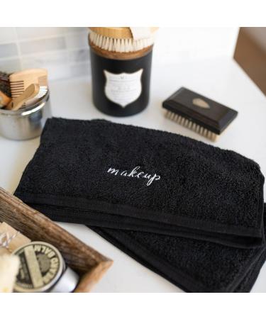 Plush Zero Twist Supima Cotton Makeup Towels by Laguna Beach Textile Co. - Pack of 2, 730 GSM, 12x12 - Black (Makeup Text) - Buy Online on GoSupps.com