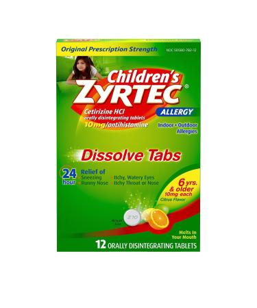Zyrtec Children's 24 HR Dissolving Allergy Relief Tablets with Cetirizine Citrus Flavored 12 ct - Buy Online on GoSupps.com