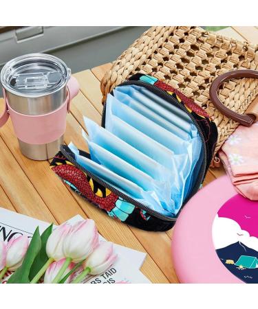 Women's Dragon Pattern Binding-Up Bag - Stylish Tampon Storage with Zip Pockets | Multi-Functional Menstrual Bags - Buy Online on GoSupps.com