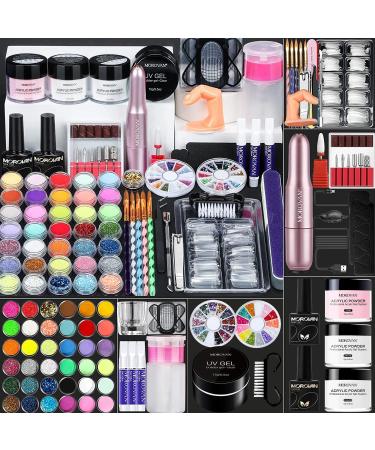 Morovan Acrylic Nail Kit for Beginners - Professional Acrylic Nail Powder and Liquid Kit Clear White Pink Acrylic Nail Set Nails Kit Acrylic Set for Acrylic Nails Supplies DIY Nail Art Design Salon Nail Kit Set Professio...