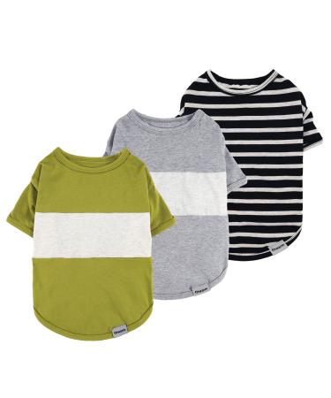 Fitwarm 3 Pack Color Block Striped Dog Shirt Summer Dog Clothes for Small Dogs Breathable Lightweight Pet Tshirt with Sleeves Cat Outfit Oliver Green Grey Black Medium Medium Green-Grey-Black - Buy Online on GoSupps.com