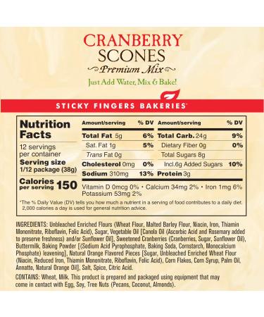 Sticky Fingers Bakeries Premium Cranberry Scone Mix - 15 Ounces - Buy Online on GoSupps.com
