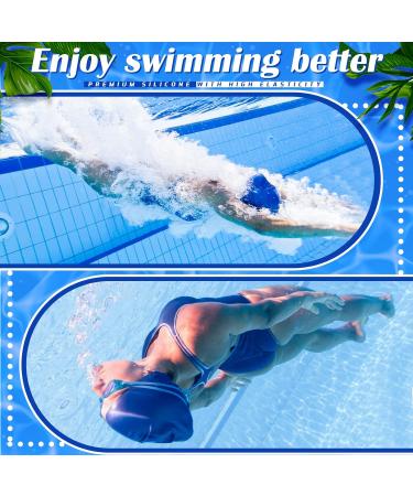 6 Pack Extra Large Silicone Swim Cap for Long Hair, Braids, Dreadlocks - Waterproof Bathing Cap for Men and Women - Black Blue - Buy Online on GoSupps.com