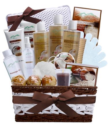 Bath & Body Spa Gift Baskets for Women. Moisturizing Relaxation Bath Basket Filled with Loads of Natural Bath Goodies. Birthday Gifts for Women - Spa Gifts for Women Hibiscus & Coconut