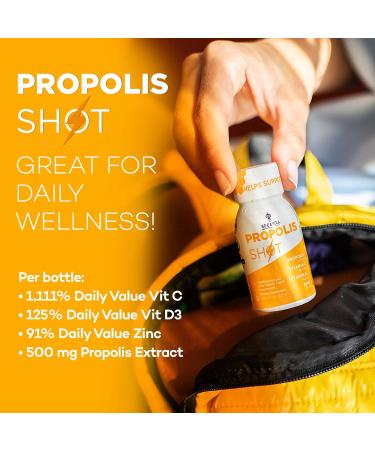 BEE and You 100% Natural Propolis Extract Shot Immune Support Supplement Antioxidants Vitamin C D3 Zinc Orange Juice Raw Honey 50 ml 12 Pack for Men and Women - Buy Online on GoSupps.com