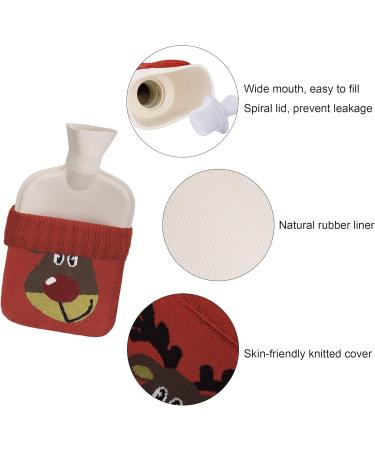 Durable 2L Hot Water Bottle with Reindeer Knitted Cover | Safe & Cozy Christmas Gift | 33x20cm - Buy Online on GoSupps.com