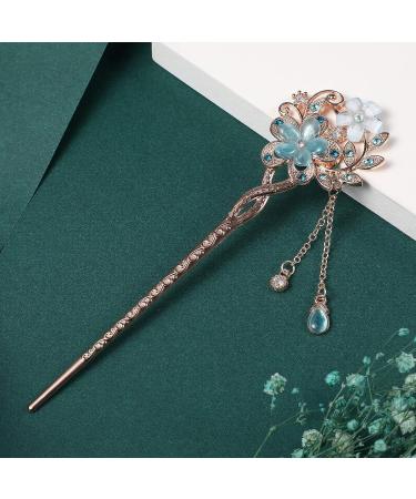 FRCOLOR Rhinestone Hair Stick Hairpin - Blue Chinese Hair Chopsticks for Women and Girls - Buy Online on GoSupps.com