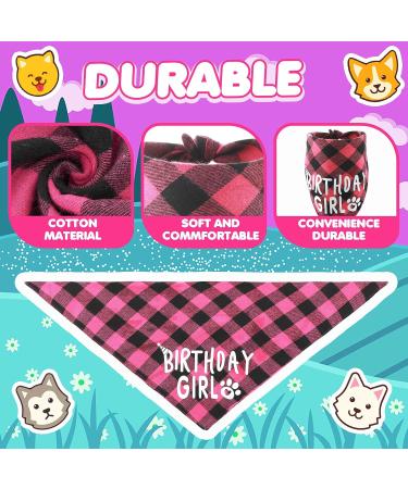 Amaxiu Dog Birthday Party Set - Bling Birthday Hat & Plaid Bandana for Small Medium & Large Dogs - Pink - Buy Online on GoSupps.com