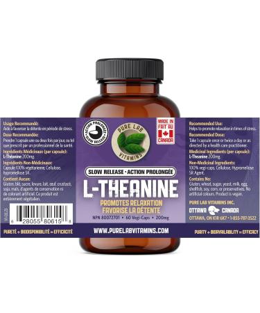Pure Lab Vitamins | Slow Release L-Theanine 200mg | 60 Vegi Capsules | Concerns and Pressure Relief Supplements | Brain Memory & Focus Supplement for Adults 60 count (Pack of 1) - Buy Online on GoSupps.com